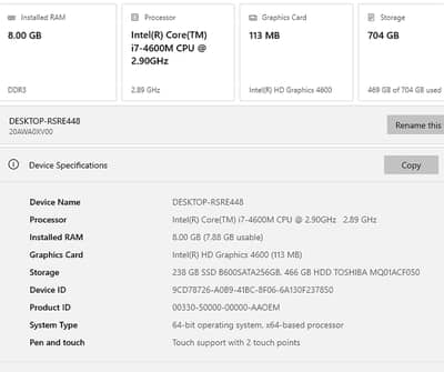 Lenovo laptop i7 4Gen