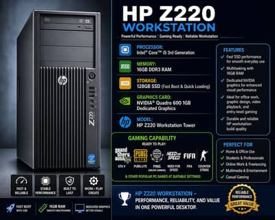 HP Z220 Work Station i5 3rd Gen 128 SSD 1GB Graphics Card 16GB Ram