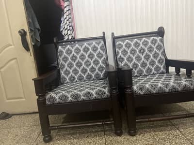 5 Seater Wooden Sofa Set (3+1+1) | Excellent Condition | Home Used