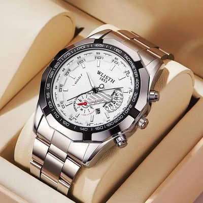 Men’s Stainless Steel Chronographs Watch with Calander & Luminous Dial