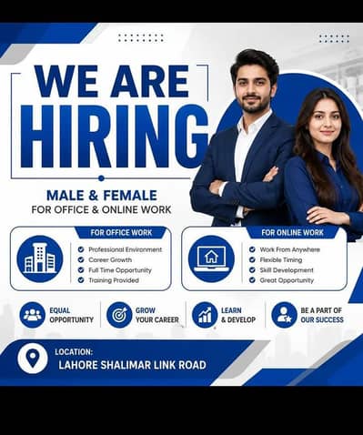 hiring new new staf male and female for work