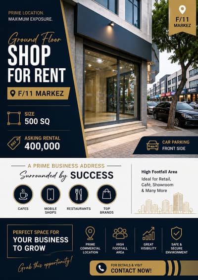 Ground floor Shop Available For Rent In F/11 Markez
