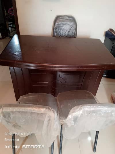 Office Table with 3 Chairs for Sale Ideal for Estae Agency & Business