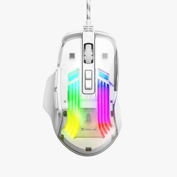 XTRIKE ME GM-319 Wired Gaming Mouse 7200 DPI RGB Optical Mouse 7 Buttons Ergonomic Gaming Mouse White for PC Laptop Gaming