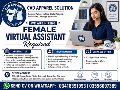 Female Virtual Assistant Required in Sialkot