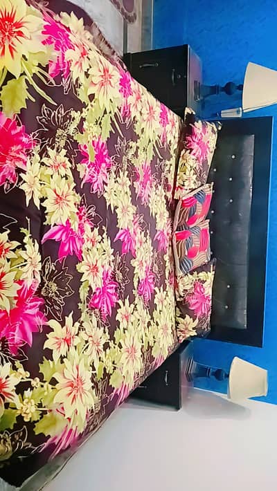 Bed with side tables without mattress