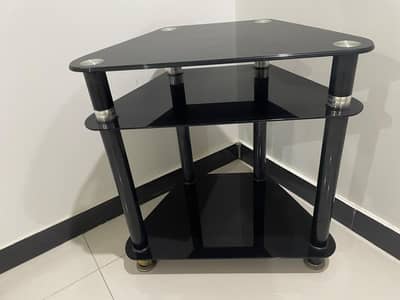 Tampered Glass TV Table - Dimensions: Height: 27 in; Width: 17 in