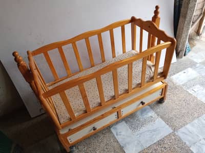 Pure Wooden Baby Cot / Baby Jhoola with Storage Drawer