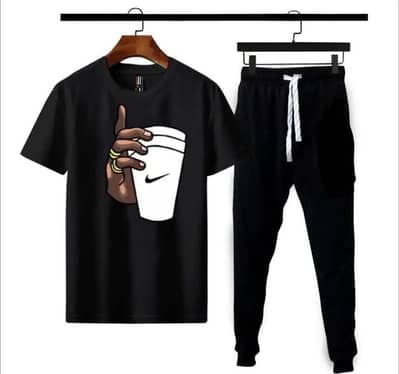 Men Black Graphic 2 pcs track suit in premium all size available