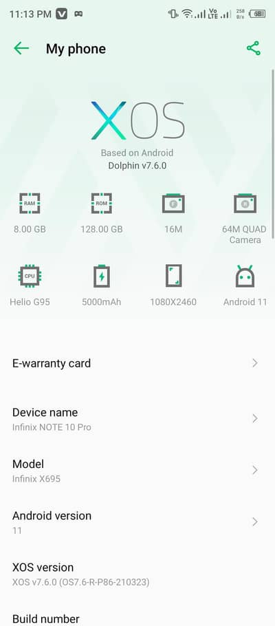 Infinix Note 10 Pro memory 8/128