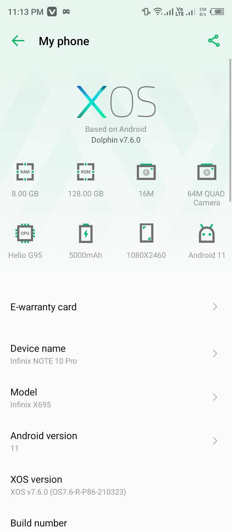 Infinix Note 10 Pro memory 8/128 0
