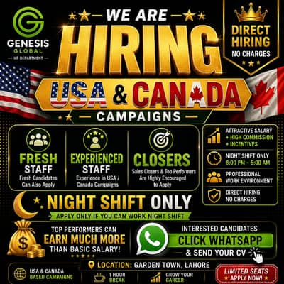 Call Center Jobs - Night Shift - USA & Canada Campaign
