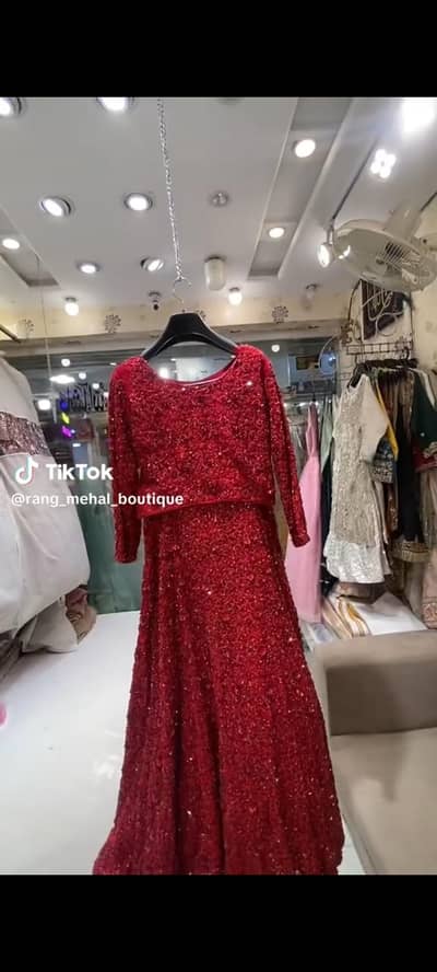 Red Bridal lehnga on Red beats work