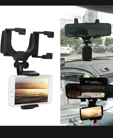 360° Rearview Mirror Car Phone Holder - Perfect for Navigation" ​"Univ