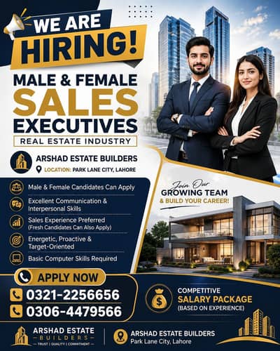 Hiring Male & Female Sales Executive -Real Estate