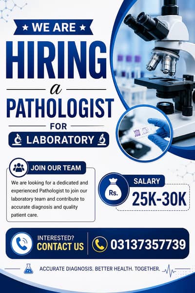 We are hiring Pathologist for Laboratory