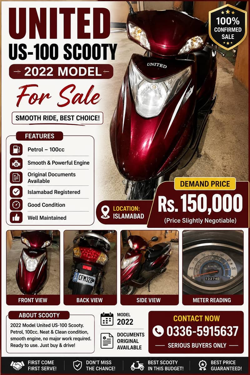United US-100 Scooty (2022 Model) | Totally Genuine | Non Accidental 0