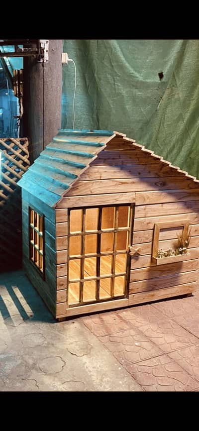 Solid wood dog house