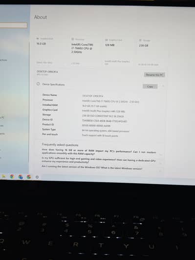 Dell xps 16 GB Ram 256 Nvme drive core i7 7th gen