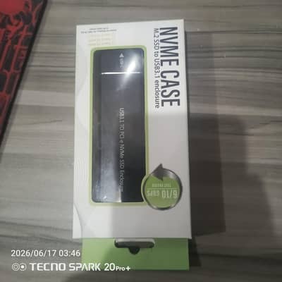 NVME chase with type USB 3.1 cable and screw driver