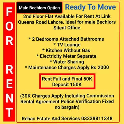 2nd Floor Flat For Rent Can be used for Residence and Office Queens Rd