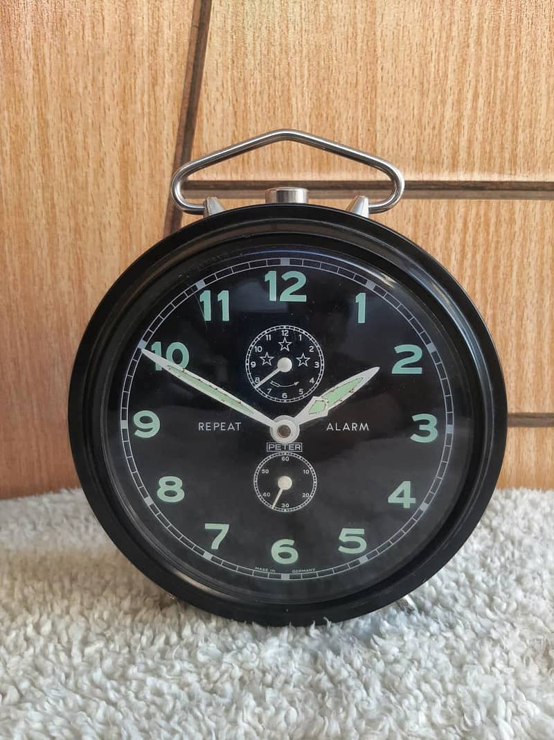 Antique Peter repeat alarm table clock 0