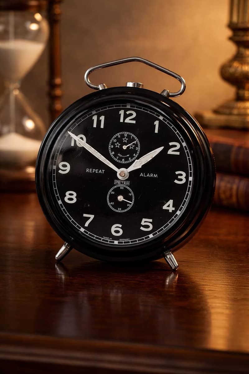 Antique Peter repeat alarm table clock 1