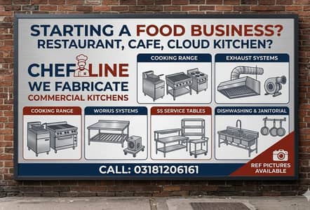 New Restaurant setup,  fryer, hot plate, ss table, ss hood, ducting,