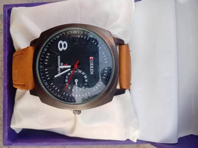 Luxury Curren Watch | Stylish Black Dial & Brown Leather Strap
