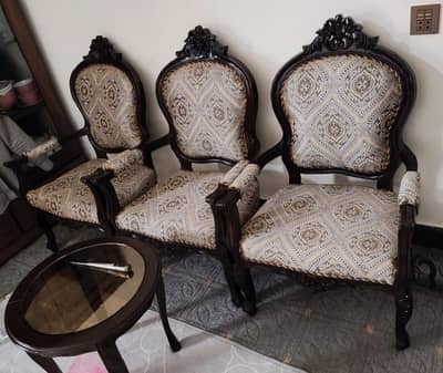 wooden Room chairs (three) + one table