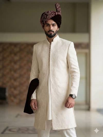 half white sherwani