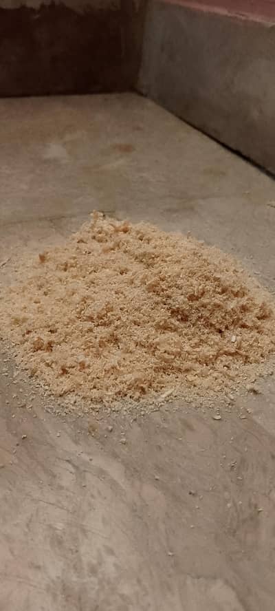 Wood shavings or sawdust used as bedding for chicks and hens
