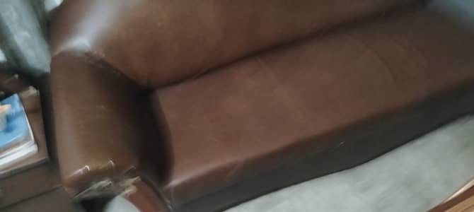 Brown Leather Dewan Sofa / Single Seater Chaise - Faisalabad