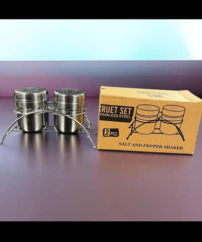 Stainless Steel Salt & Pepper Shaker Set with Cruet – Premium Quality