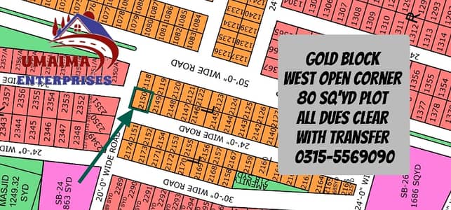Gold Block West Open Corner 80 Sq'Yd NTR Phase 1