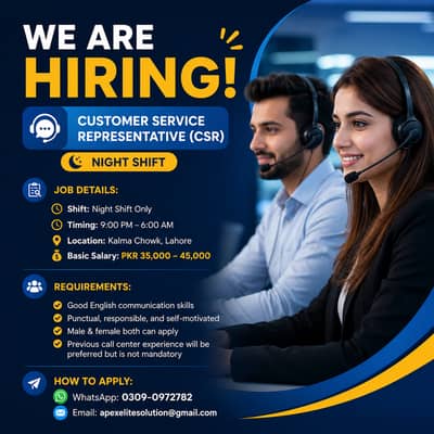 Urdu / Punjabi || Call Center Job || CSR Required || Office Job