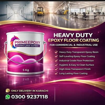 Heavy Duty Epoxy Floor Coating – High Gloss Transparent Finish