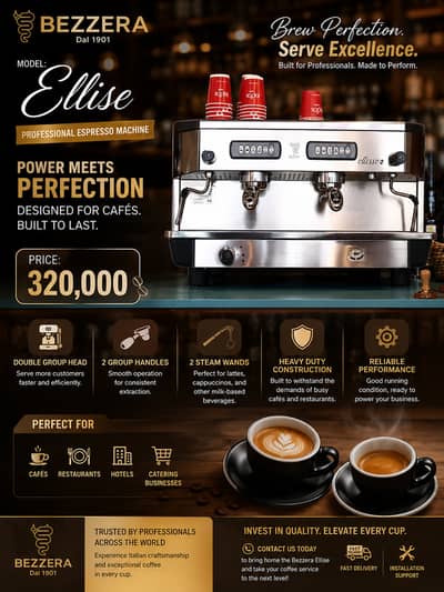 Espresso Machine Bezzera Ellise – Heavy Duty Commercial Coffee Machin