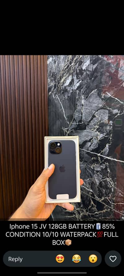 Apple iPhone 15 jv with box 128gb