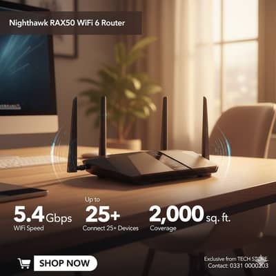 Netgear Nighthawk RAX50 – AX6 6-Stream AX5400 WiFi 6 Router