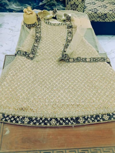 bridal dress golden and green color