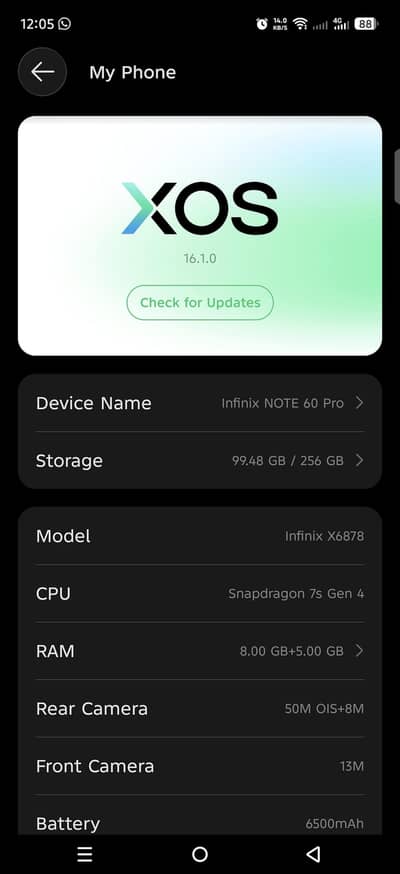 infinite Note 60 Pro Matrix Display Titinum Color