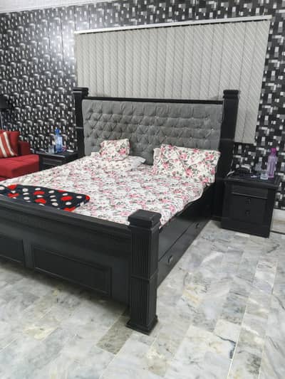 King Size Bed with side tables and dressing Table