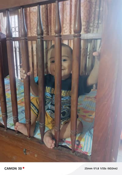 Original Wood Baby Cott With Drawer & Mattres