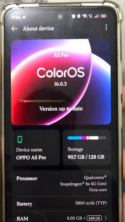 Oppo A5 Pro 8/128 Green Olive Color For Sale With Box Charge