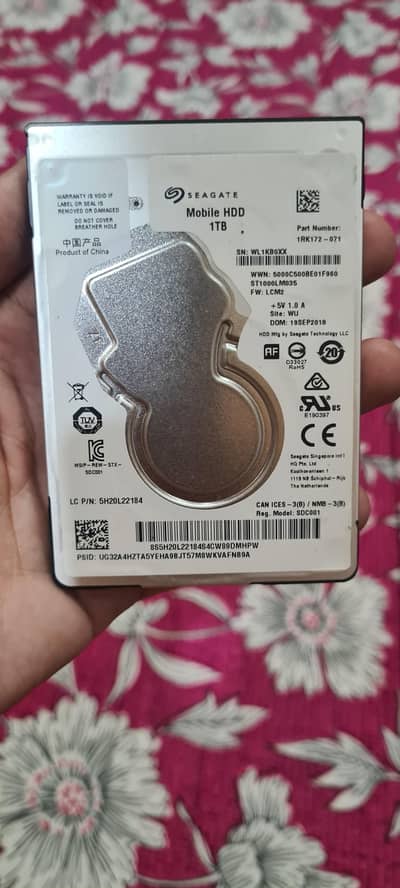 1TB laptop Hard disk (HHD] for Data Storage