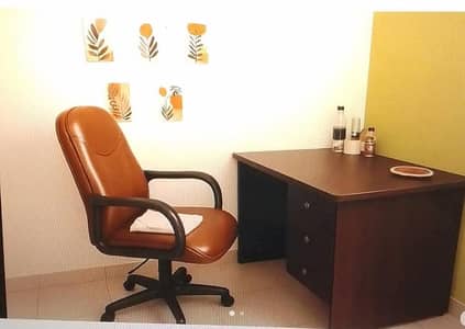 Wooden Table & Leather Office Chair for Sale