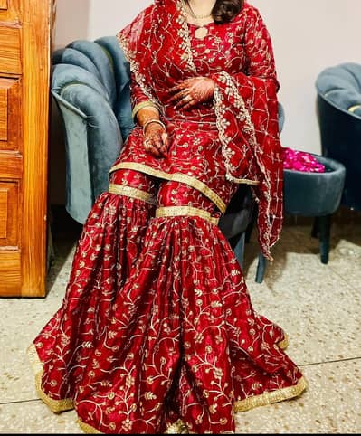 sharara with short shirt, duppta