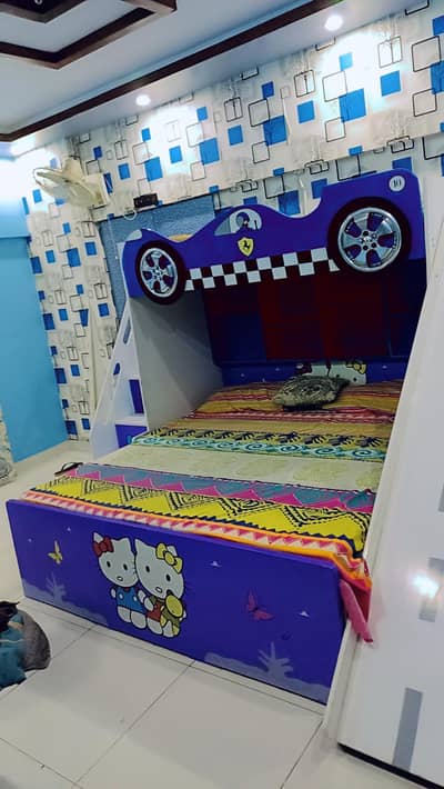 Bunk bed with slide and dressing table