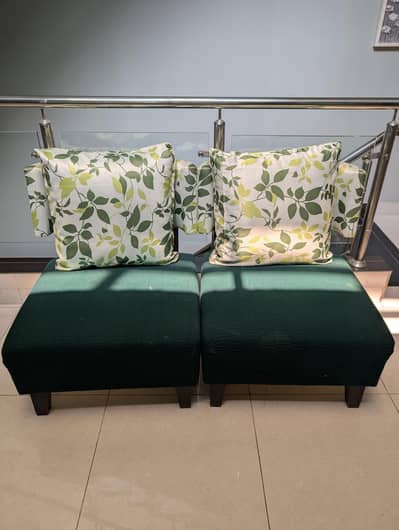 Modern 2 Seater Deep Green Accent Chairs